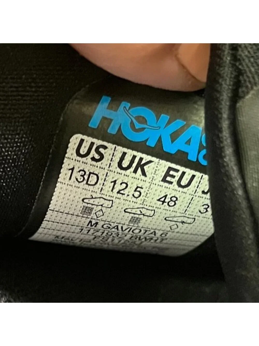 Hoka One One Gaviota 6 Mens Size 13 Black White Athletic Running Shoes Sneakers
